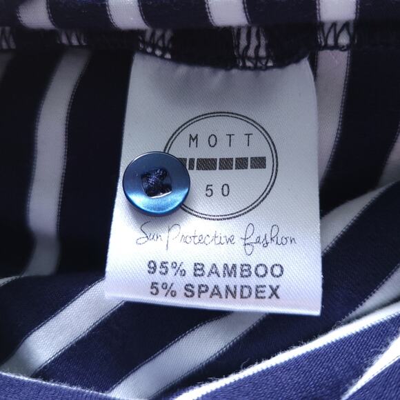 NEW Mott 50 Swimsuit Coverup Dress UPF 50 Small Blue Stripe Hooded Long Sleeve - Picture 5 of 8